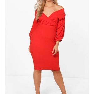 On/Off shoulder midi dress